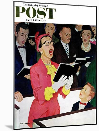 "Singing Praise" Saturday Evening Post Cover, March 7, 1959-Richard Sargent-Mounted Giclee Print