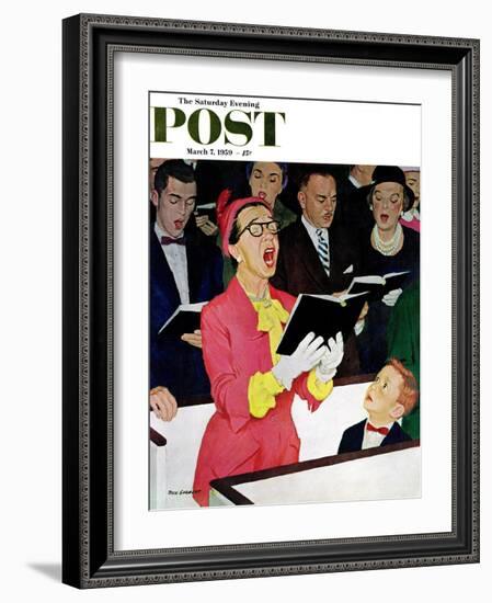 "Singing Praise" Saturday Evening Post Cover, March 7, 1959-Richard Sargent-Framed Giclee Print