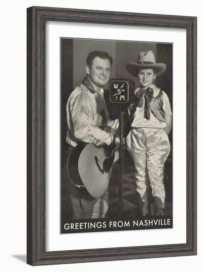 Singing Radio Cowboy with Daughter, Greetings from Nashville-null-Framed Art Print