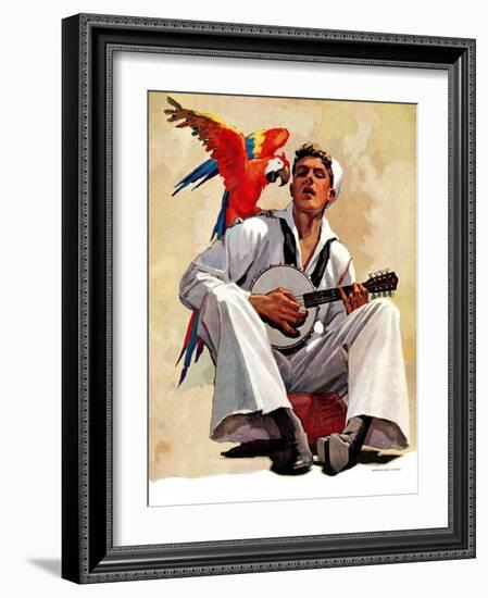 "Singing Sailor and Parrot,"October 16, 1937-John E. Sheridan-Framed Giclee Print