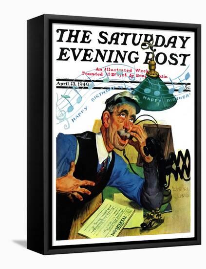 "Singing Telegram," Saturday Evening Post Cover, April 13, 1940-Emery Clarke-Framed Premier Image Canvas