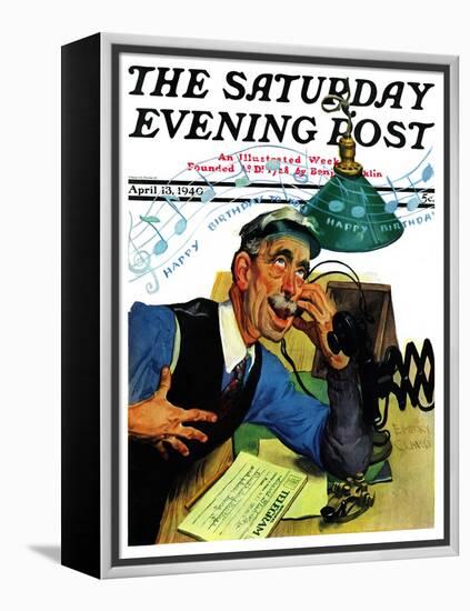 "Singing Telegram," Saturday Evening Post Cover, April 13, 1940-Emery Clarke-Framed Premier Image Canvas