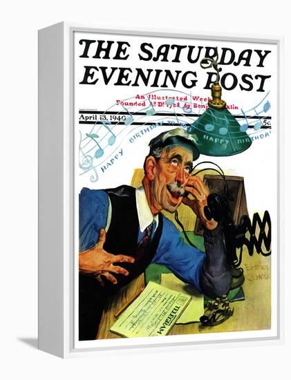 "Singing Telegram," Saturday Evening Post Cover, April 13, 1940-Emery Clarke-Framed Premier Image Canvas