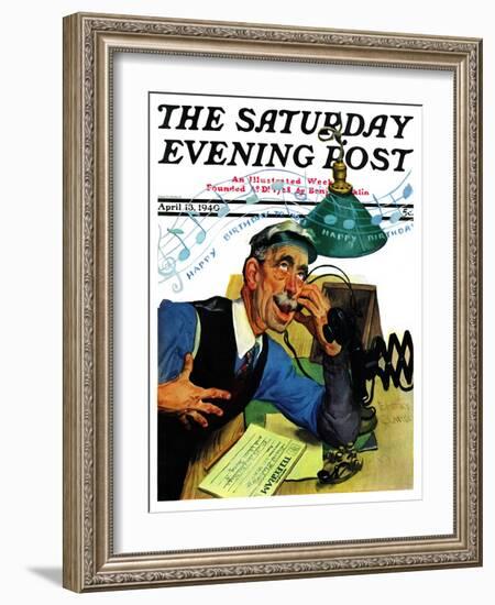 "Singing Telegram," Saturday Evening Post Cover, April 13, 1940-Emery Clarke-Framed Giclee Print