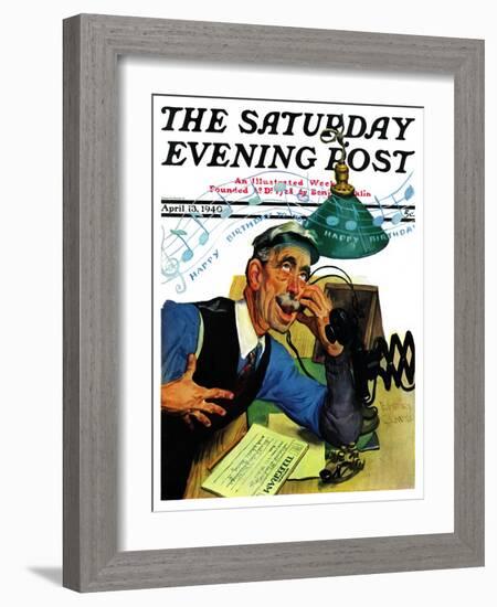 "Singing Telegram," Saturday Evening Post Cover, April 13, 1940-Emery Clarke-Framed Giclee Print