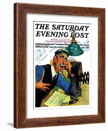 "Singing Telegram," Saturday Evening Post Cover, April 13, 1940-Emery Clarke-Framed Giclee Print