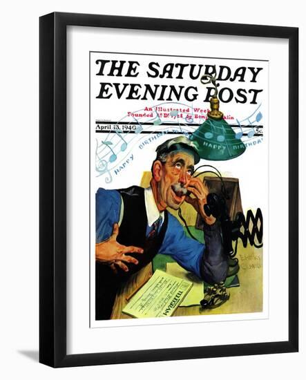 "Singing Telegram," Saturday Evening Post Cover, April 13, 1940-Emery Clarke-Framed Giclee Print