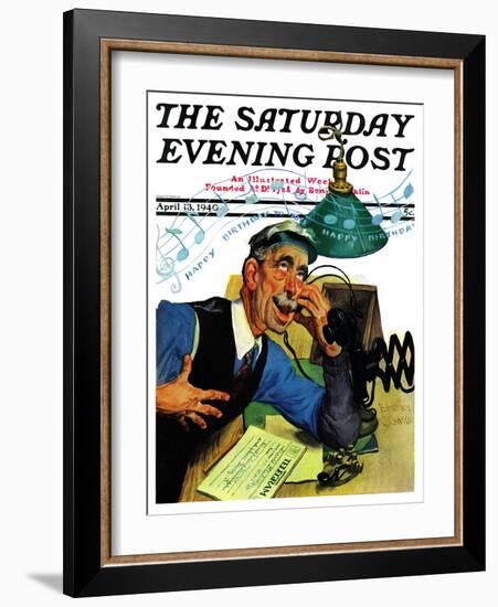 "Singing Telegram," Saturday Evening Post Cover, April 13, 1940-Emery Clarke-Framed Giclee Print