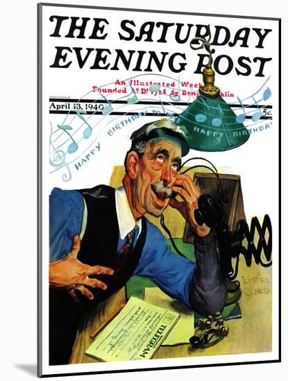 "Singing Telegram," Saturday Evening Post Cover, April 13, 1940-Emery Clarke-Mounted Giclee Print