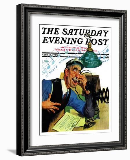 "Singing Telegram," Saturday Evening Post Cover, April 13, 1940-Emery Clarke-Framed Giclee Print