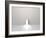 Single Door In Pure White Space Emits Light-rolffimages-Framed Art Print