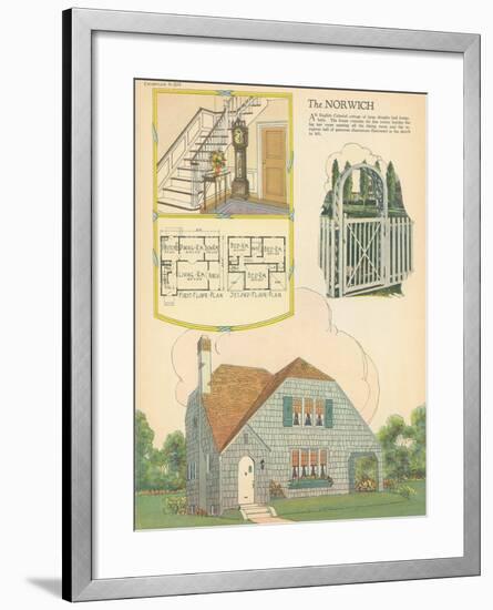 Single-Family Home, Rendering and Floor Plan-null-Framed Art Print