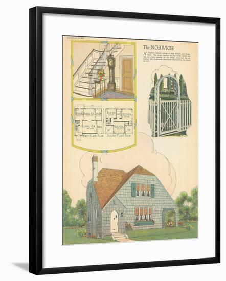 Single-Family Home, Rendering and Floor Plan-null-Framed Art Print