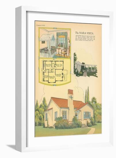 Single-Family Home, Rendering and Floor Plan-null-Framed Art Print