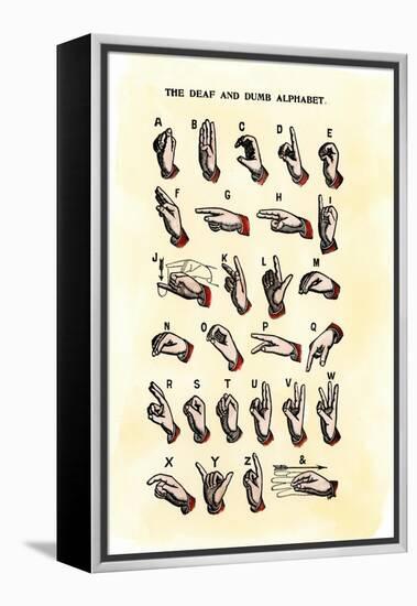Single-Handed Alphabet in Sign Language, Used in the Us, 1800s-null-Framed Premier Image Canvas