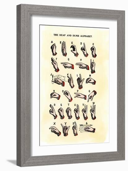 Single-Handed Alphabet in Sign Language, Used in the Us, 1800s-null-Framed Giclee Print