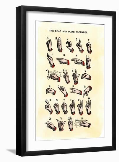 Single-Handed Alphabet in Sign Language, Used in the Us, 1800s-null-Framed Giclee Print