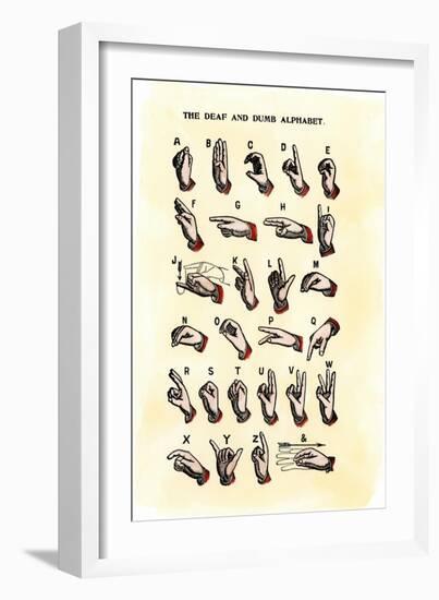 Single-Handed Alphabet in Sign Language, Used in the Us, 1800s-null-Framed Giclee Print