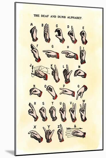 Single-Handed Alphabet in Sign Language, Used in the Us, 1800s-null-Mounted Giclee Print