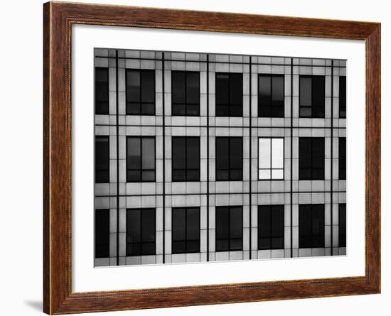 Single Lighted Window in Skyscraper-null-Framed Photographic Print