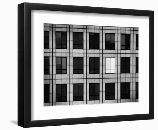 Single Lighted Window in Skyscraper-null-Framed Photographic Print