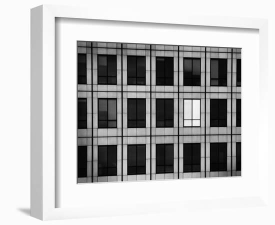 Single Lighted Window in Skyscraper-null-Framed Photographic Print