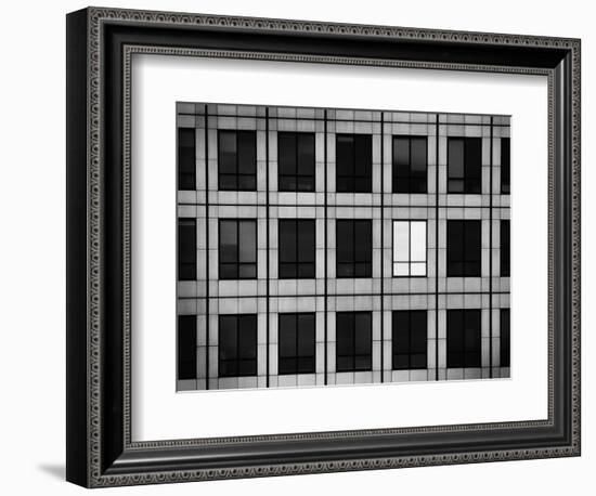 Single Lighted Window in Skyscraper-null-Framed Photographic Print