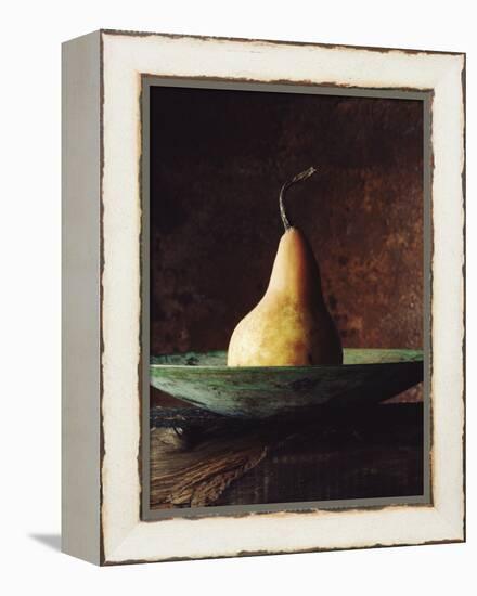 Single Pear in Bowl-David Jay Zimmerman-Framed Premier Image Canvas