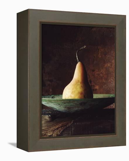 Single Pear in Bowl-David Jay Zimmerman-Framed Premier Image Canvas