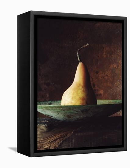 Single Pear in Bowl-David Jay Zimmerman-Framed Premier Image Canvas