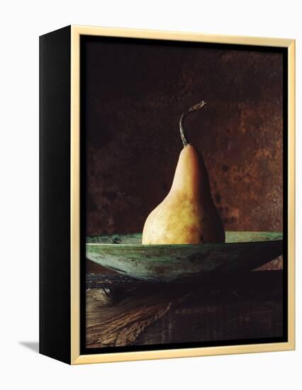 Single Pear in Bowl-David Jay Zimmerman-Framed Premier Image Canvas