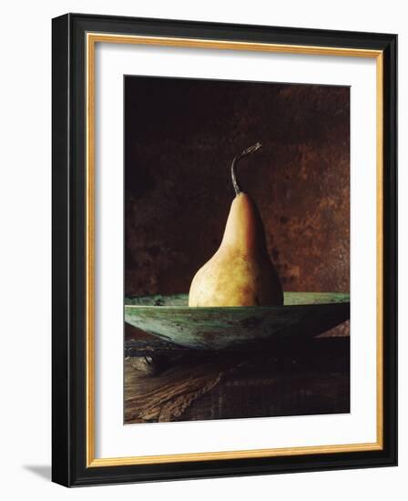 Single Pear in Bowl-David Jay Zimmerman-Framed Photographic Print