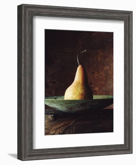 Single Pear in Bowl-David Jay Zimmerman-Framed Photographic Print