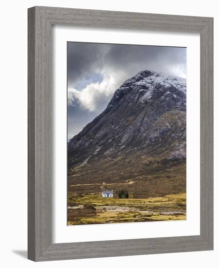 Single Small Cottage and Buachaille Etive Mor, Rannoch Moor, Glencoe, Highland Region, Scotland-Chris Hepburn-Framed Photographic Print