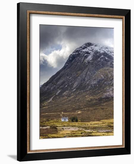 Single Small Cottage and Buachaille Etive Mor, Rannoch Moor, Glencoe, Highland Region, Scotland-Chris Hepburn-Framed Photographic Print