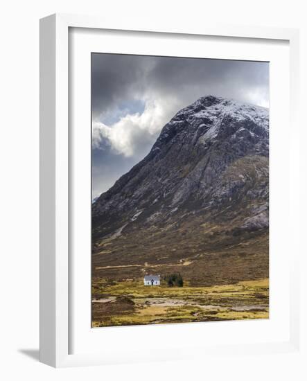 Single Small Cottage and Buachaille Etive Mor, Rannoch Moor, Glencoe, Highland Region, Scotland-Chris Hepburn-Framed Photographic Print