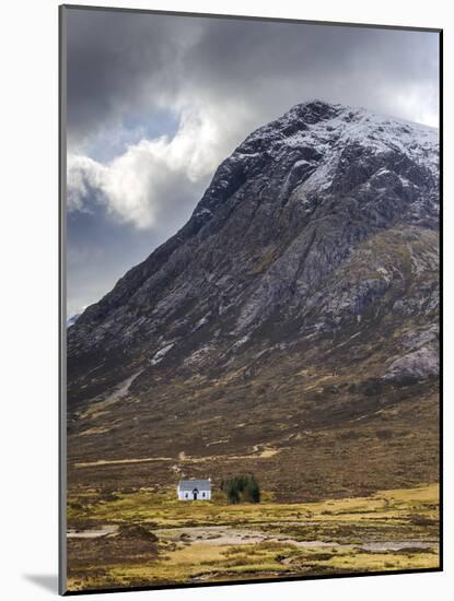 Single Small Cottage and Buachaille Etive Mor, Rannoch Moor, Glencoe, Highland Region, Scotland-Chris Hepburn-Mounted Photographic Print
