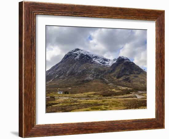 Single Small Cottage and Buachaille Etive Mor, Rannoch Moor, Glencoe, Highland Region, Scotland-Chris Hepburn-Framed Photographic Print