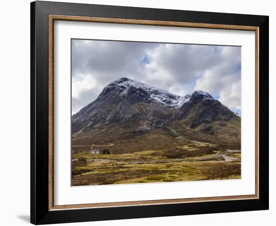 Single Small Cottage and Buachaille Etive Mor, Rannoch Moor, Glencoe, Highland Region, Scotland-Chris Hepburn-Framed Photographic Print