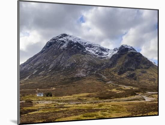 Single Small Cottage and Buachaille Etive Mor, Rannoch Moor, Glencoe, Highland Region, Scotland-Chris Hepburn-Mounted Photographic Print