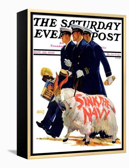 "Sink the Navy," Saturday Evening Post Cover, November 30, 1935-Albert W. Hampson-Framed Premier Image Canvas