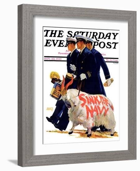 "Sink the Navy," Saturday Evening Post Cover, November 30, 1935-Albert W. Hampson-Framed Giclee Print