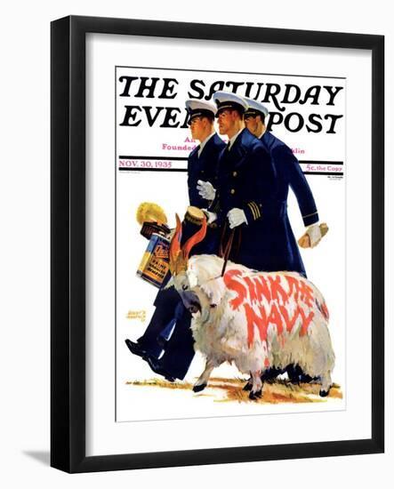 "Sink the Navy," Saturday Evening Post Cover, November 30, 1935-Albert W. Hampson-Framed Giclee Print