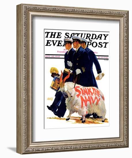 "Sink the Navy," Saturday Evening Post Cover, November 30, 1935-Albert W. Hampson-Framed Giclee Print