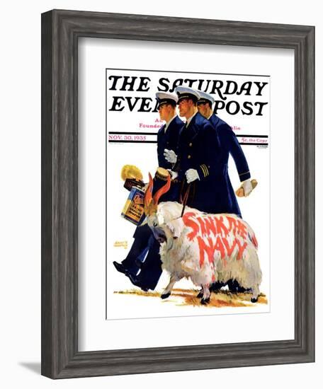 "Sink the Navy," Saturday Evening Post Cover, November 30, 1935-Albert W. Hampson-Framed Giclee Print