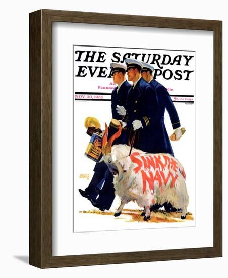 "Sink the Navy," Saturday Evening Post Cover, November 30, 1935-Albert W. Hampson-Framed Giclee Print