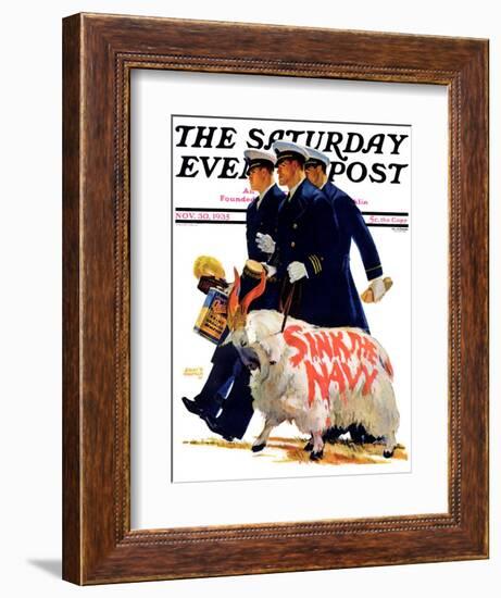 "Sink the Navy," Saturday Evening Post Cover, November 30, 1935-Albert W. Hampson-Framed Giclee Print