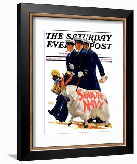 "Sink the Navy," Saturday Evening Post Cover, November 30, 1935-Albert W. Hampson-Framed Giclee Print