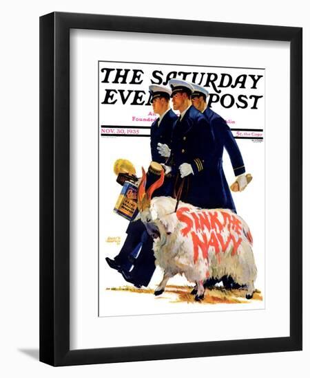 "Sink the Navy," Saturday Evening Post Cover, November 30, 1935-Albert W. Hampson-Framed Giclee Print