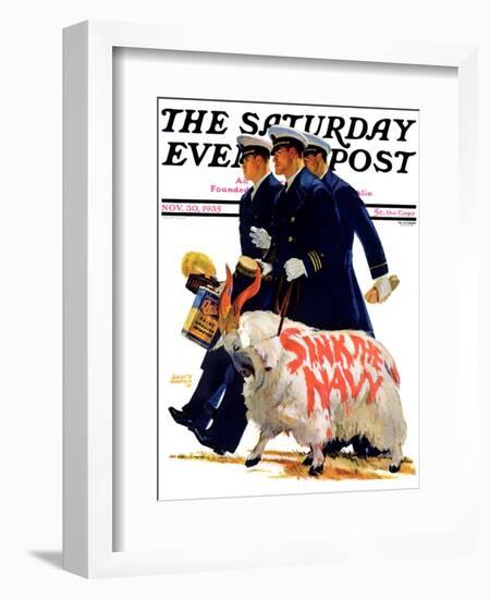 "Sink the Navy," Saturday Evening Post Cover, November 30, 1935-Albert W. Hampson-Framed Giclee Print